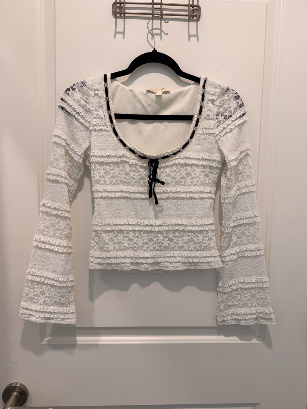 THIRTY/THIRTY L/A White Lace Long Sleeve Top Size S